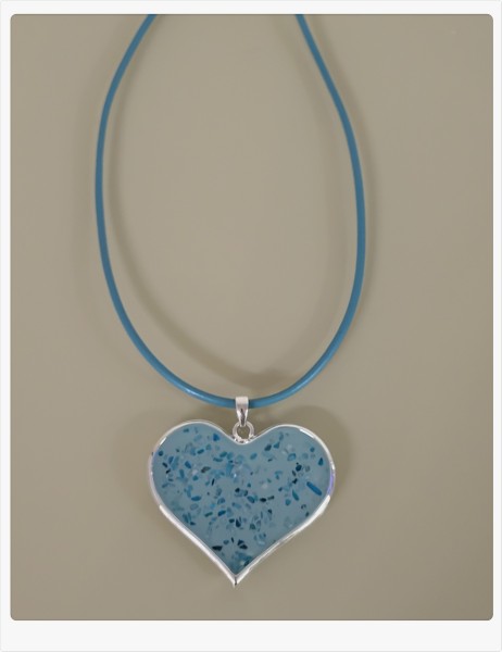 Lederkette &quot;Aqua-Hearts&quot;