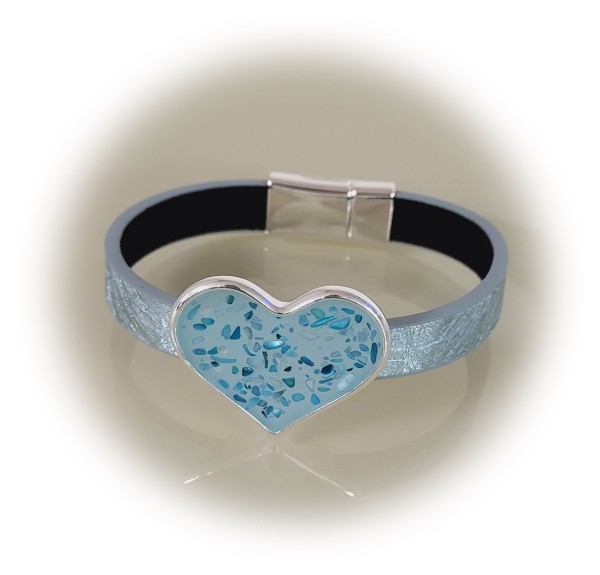 Lederarmband &quot;Aqua-Hearts&quot;