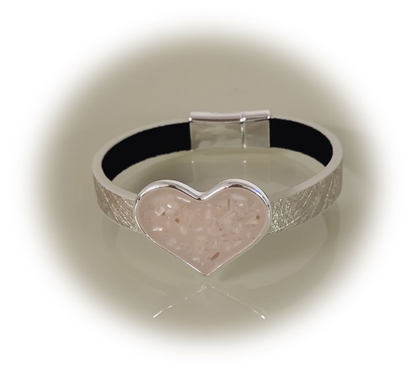 Lederarmband &quot;Cream-Hearts&quot;